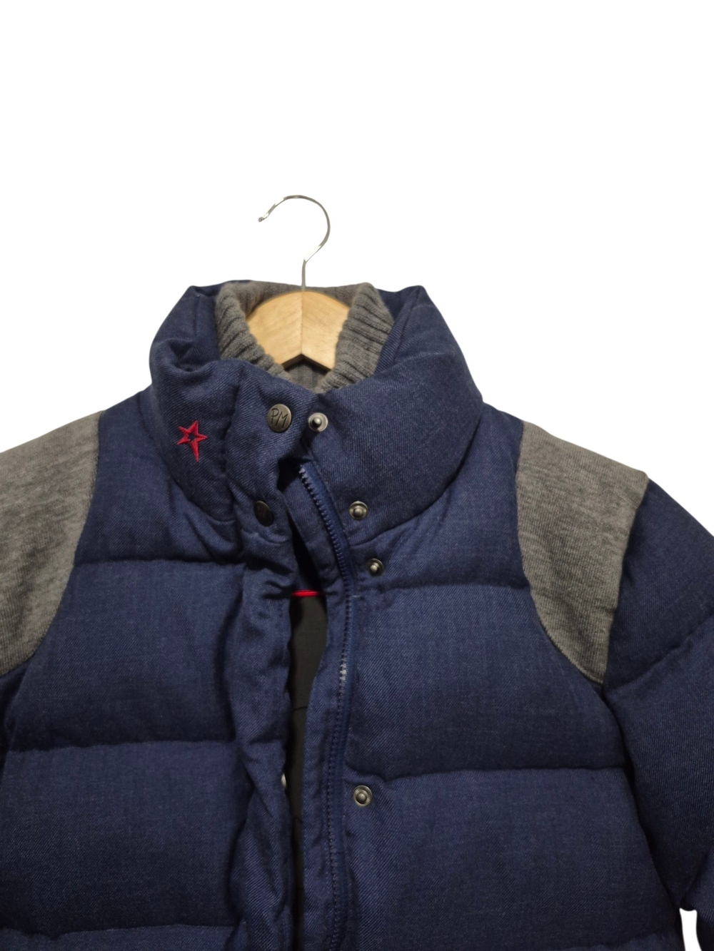 Perfect Moment Women's Navy Denim Down Puffer Jacket With Gray Contrast Medium